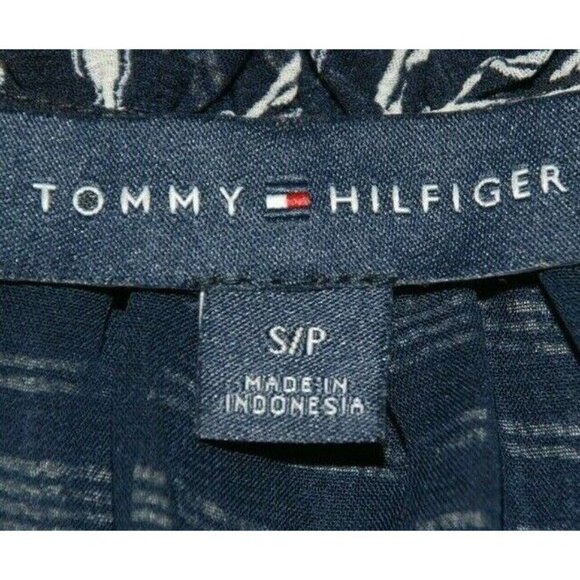 Tommy Hilfiger Ladies S Chiffon Navy Blue Sleeveless Blouse Ruffle Career Office - Picture 8 of 9